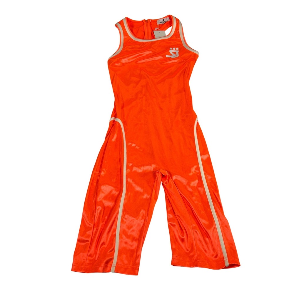 Shane Justin Runway Neon Orange‎ Sleeveless Jumpsuit Romper Small New